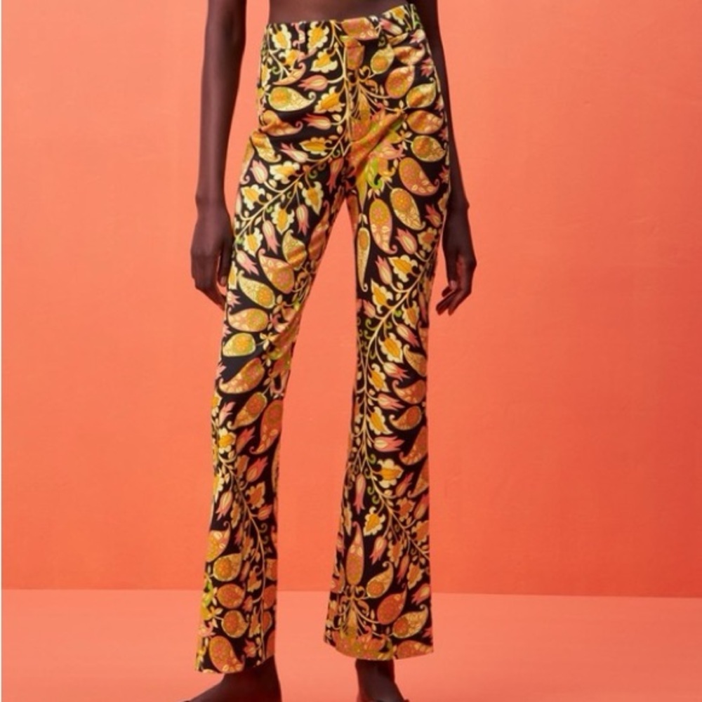 Bright Zara 70’s Paisley Print Large Pants - Picture 6 of 6